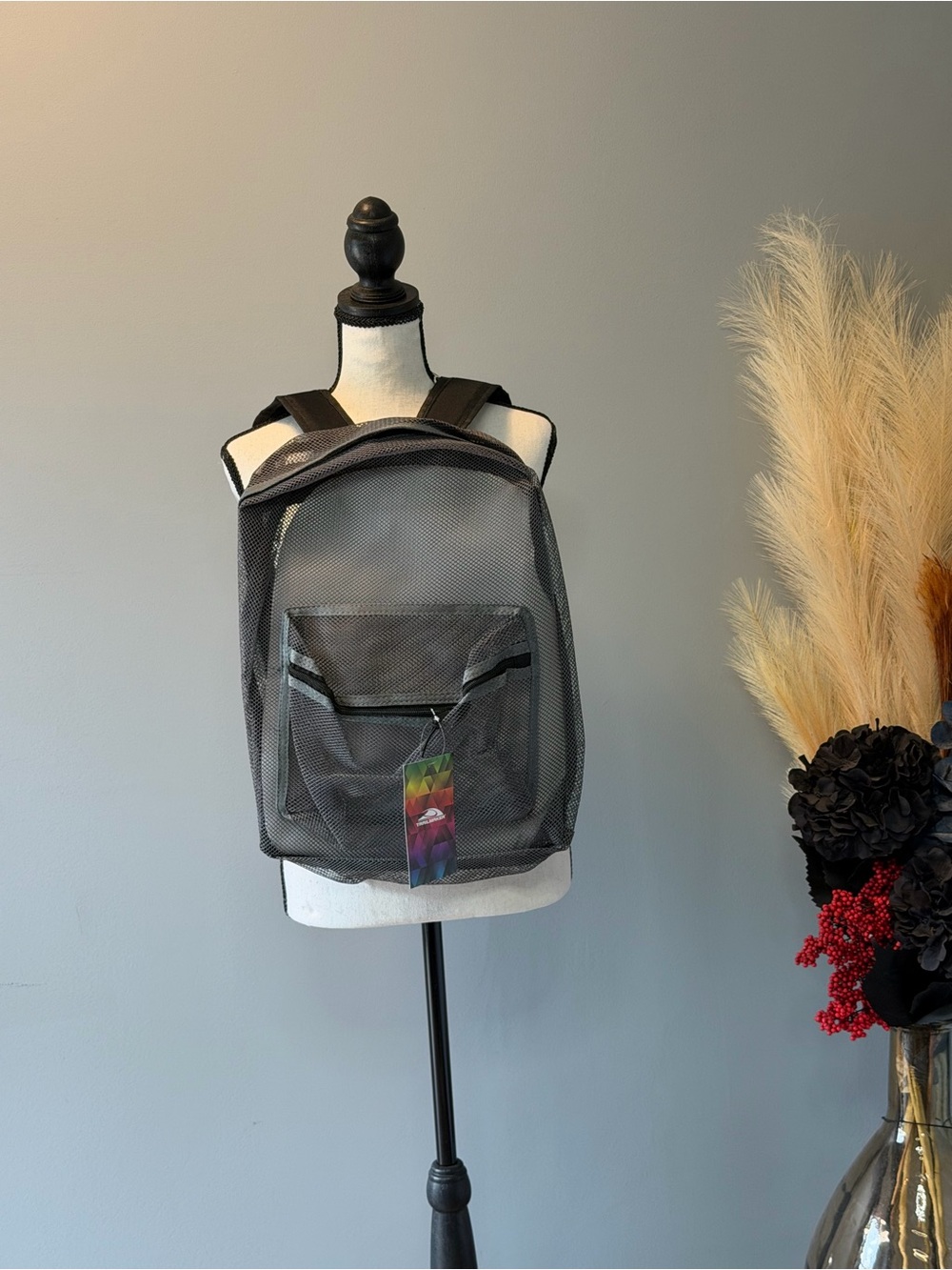 Black Mesh Kids Backpack with Front Pocket